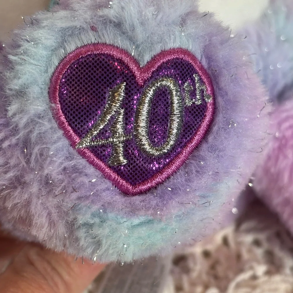 Care Bears Care-A-Lot Bear 40th Anniversary Plush Tie Dye Glitter 2022 Basic Fun